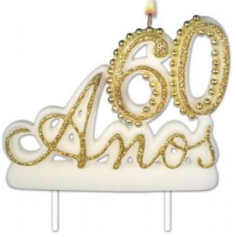 Vela 60 Anos Luxo Branco Unidade